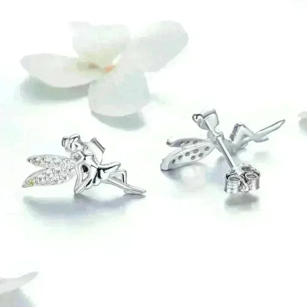 🎁 Dainty White CZ Sweet Wing Fairies Stud Earrings for Women, GPMB1441